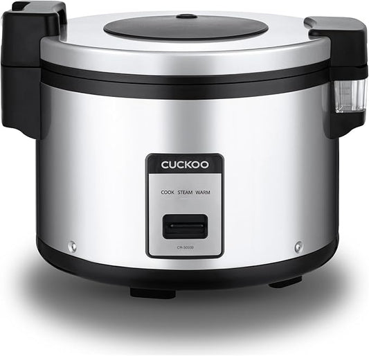 CUCKOO CR-3055 30-Cup (Uncooked) / 60-Cup (Cooked) Large Capacity Commercial Rice Cooker & Warmer with Nonstick Inner Pot, Switch Press (Silver/Black)