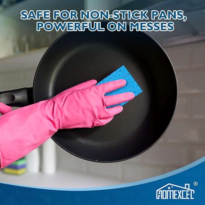 HOMEXCEL Sponges Kitchen 24pcs, Non-Scratch Sponges for Dishes, Scrub Cleaning Sponge Safe on Non-Stick Cookware, Dual Sided Dish Sponge for Kitchen, Household, Bathroom and More