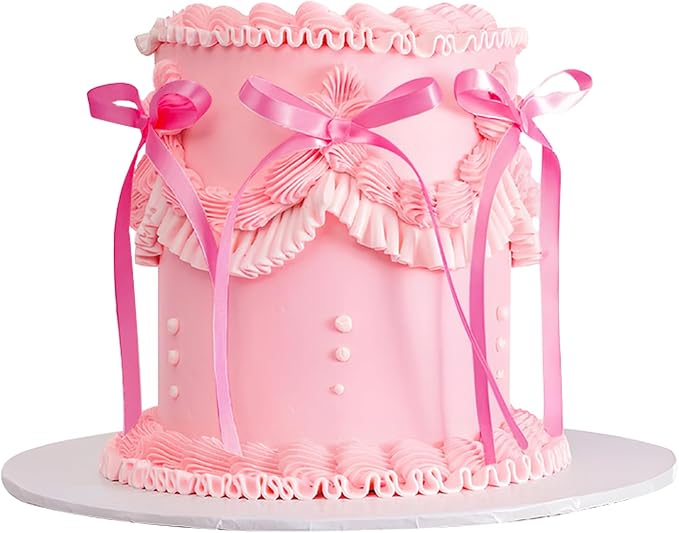 20 Pcs Pink Bow Cake Toppers Bowknot Cupcake Topper Bowtie Cake Decoration Ribbon Bows Picks Pink Bow Coquette Birthday Decorations for Girls Princess Bridal Shower Birthday Wedding Party