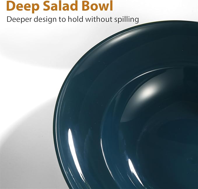 Pasta Bowls, 8 PCS Large Salad Serving Bowls, 9 inch White Soup Bowls, Pasta Bowls Set of 4, Rimmed Deep Pasta Plates, Wide and Shallow Bowls for Dinner, Microwave Dishwasher Safe