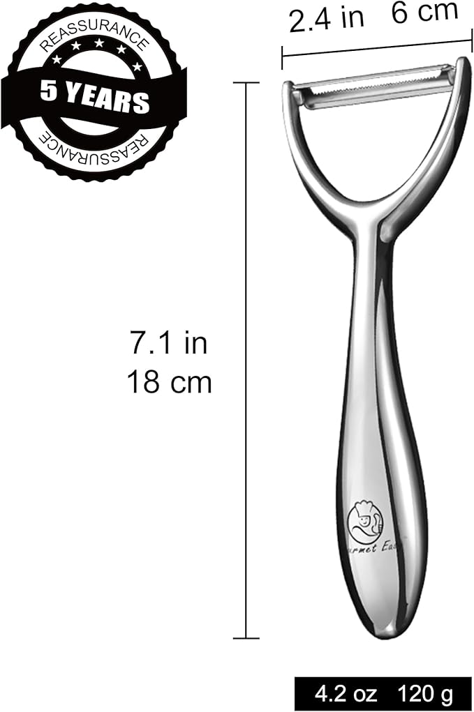 Vegetable Peeler, Premium Stainless Steel Potato Peeler, High Tensile Ultra Sharp Blade Fruit and Food Slicer, Y Shaped with Ergonomic Non-Slip Handle, Dishwasher Safe with 5 Years Warranty