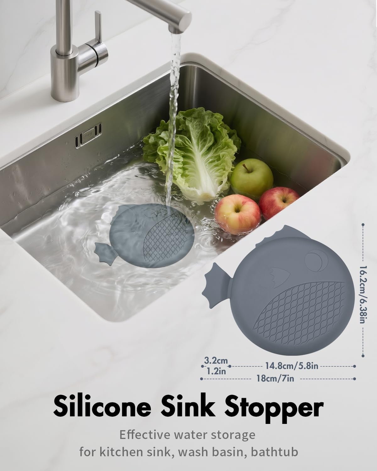 Sink Drain Strainer&Stopper, Anti-Slip Flexible Mesh Sink Strainer with 304 Stainless Steel, Clog-Free Kitchen Sink Strainer, Easy-Clean Sink Catcher Strainer& Silicone Stopper