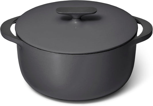 Caraway Enameled Dutch Oven - 6.5 qt Cast Iron Dutch Oven With Lid - 3 Layer Enamel Coating - No Seasoning Required - Compatible With All Stovetops - Oven Safe - No Forever Chemicals - Charcoal