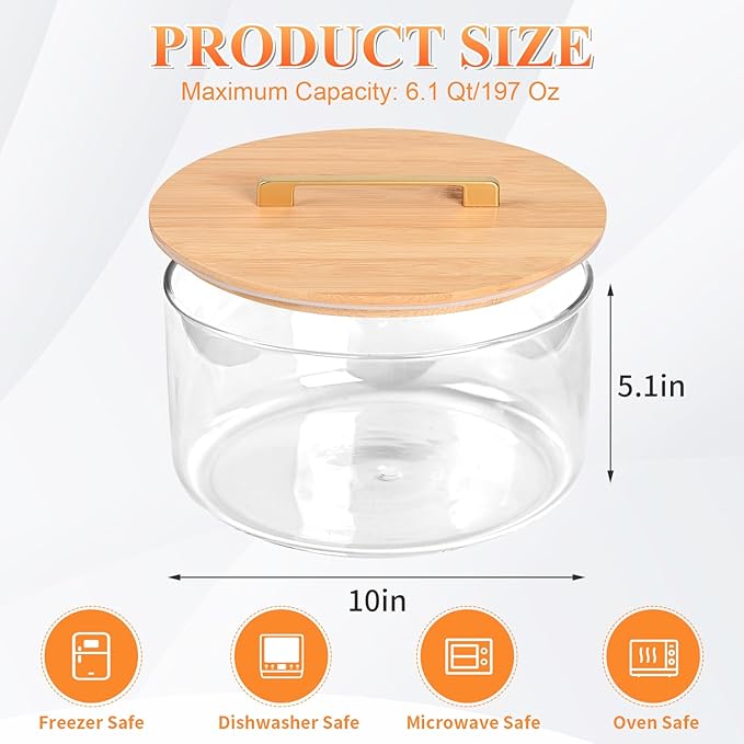 Large Salad Bowl, 10 inch Trifle Bowl Glass with Sealed Lid, Versatile Mixing and Serving Bowl for Laying Ice Cream,Cake,Cupcake,Salad,Fruit,Baking,Dessert and Party Diy, Microwave Safe