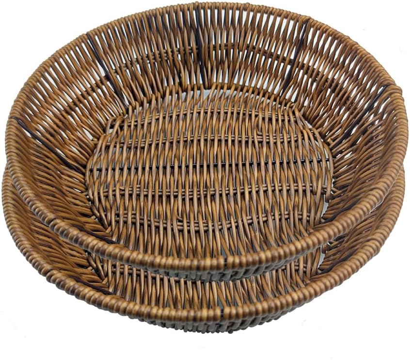 Fruit Baskets Wicker Bread Basket, Woven Tabletop Food Fruit Vegetables Serving, Restaurant Serving Basket,Shape (Circular type)