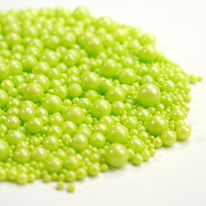Dazzjoy Edible Green Pearl Sprinkles, Mix Size, 130g/4.58oz, Cupcake Toppers, Cake Decorations, Ice Cream, Easter, Wedding Party Valentines Easter Supplies
