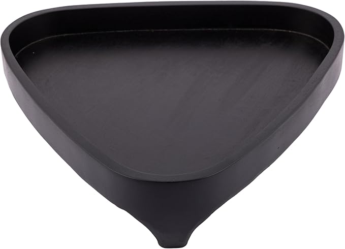 Mango Wood Serving Triangular Tray – 12x11.5x3.25 Inch Decorative Tray for Serving in Bed, Appetizers, Table, BBQ, Patio, Party – Perfect for Lap and Couch Use, Matt Finish, Black