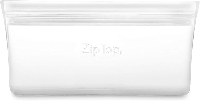 Zip Top Reusable Food Storage Bags | Snack Bag [Frost] | Silicone Meal Prep Container | Microwave, Dishwasher and Freezer Safe | Made in the USA