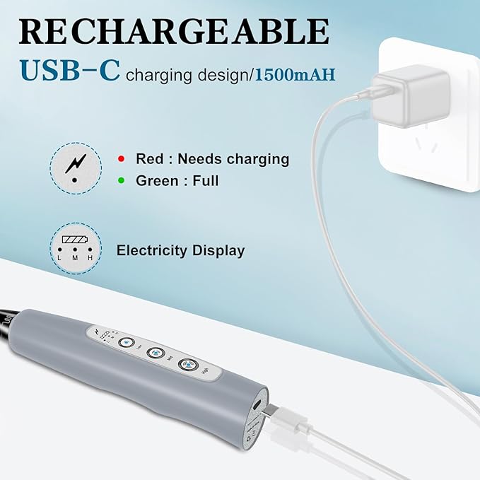 Milk Frother Handheld for Coffee, Electric Whisk 3 Speed Adjustable, Drink Mixer with Stainless 3 Whisks, Rechargeable Hand Frother Wand, for Latte Cappuccino Hot Chocolate Egg Cement Gray