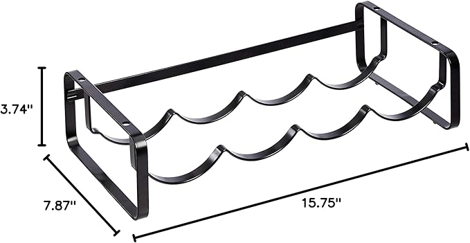 Amazon Basics Tabletop Stackable 4-Bottle Metal Wine Rack, 3.74"D x 15.75"W x 7.87"H, Black