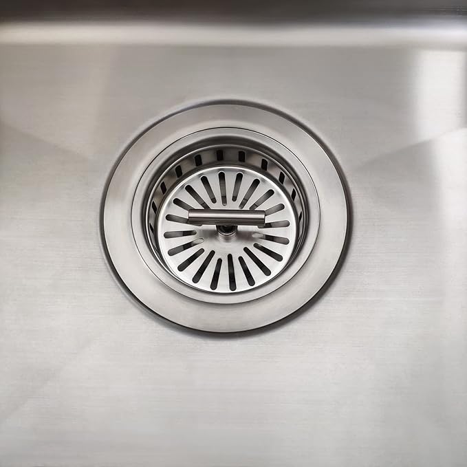 3-1/2 Inch Brushed Nickel Sink Strainers for Kitchen Sink, Stainless Steel Kitchen Sink Drain Strainer Assembly with Strainer Basket And Drain Stopper, US Standard Kitchen Sink Drain Replacement