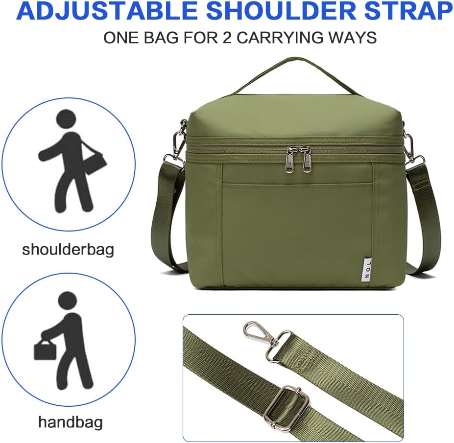NOL Natural Organic Lifestyle Insulated Lunch Bags for Women Cooler Bag Lightweight Nylon Waterproof Lunch Box For Work