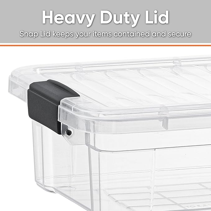Superio Storage Bins with Lids- 2 Pack, 7.4 Qt Clear Boxes for Organizing, Stackable Plastic Containers- BPA Free, Non-Toxic, Odor Free, Organizer for Home, Office, Dorm