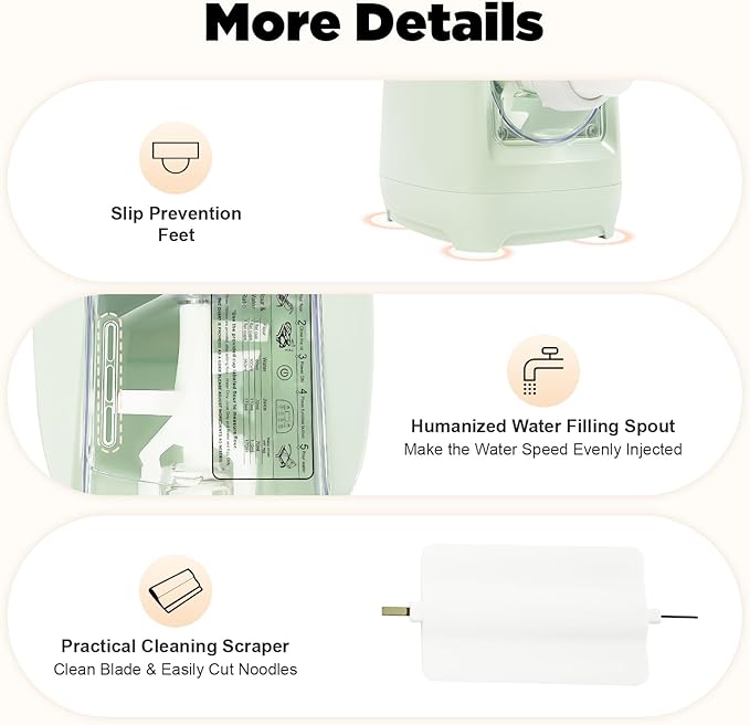 110V 260W Green Electric Pasta Maker Machine,Automatic Roller Noodle Maker Dumpling Skin Dough Machine with 13 Molds for Home Kitchen Use