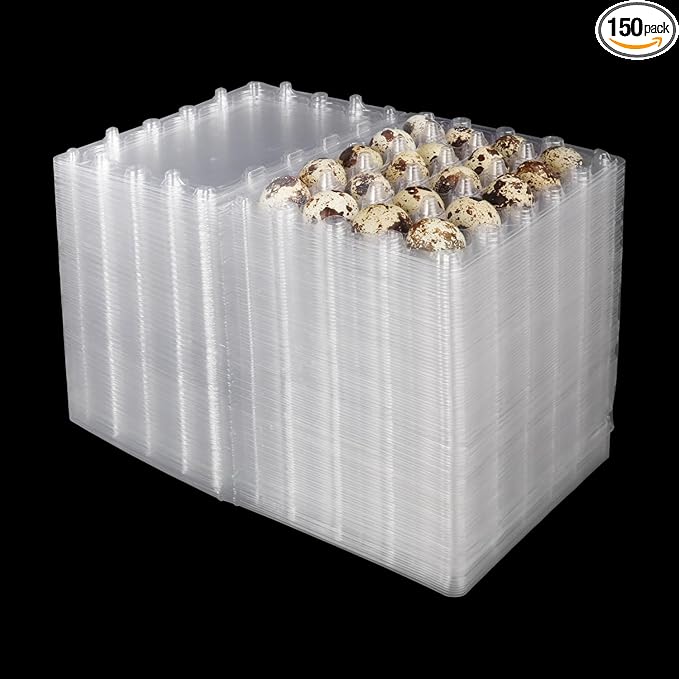 150 Pack Quail Egg Cartons, Clear Plastic Quail Egg Trays, Holds up to 20 Quail Eggs Securely - Your Ultimate Small Eggs Carton Holders for Bulk Storage and Display