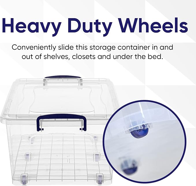 Superio Storage Bins with Lids, Clear Plastic Containers for Organizing, Stackable Totes, BPA Free, Odor Free, Organizer Boxes for Home, and Dorm (4 Pack, 32 Quart)