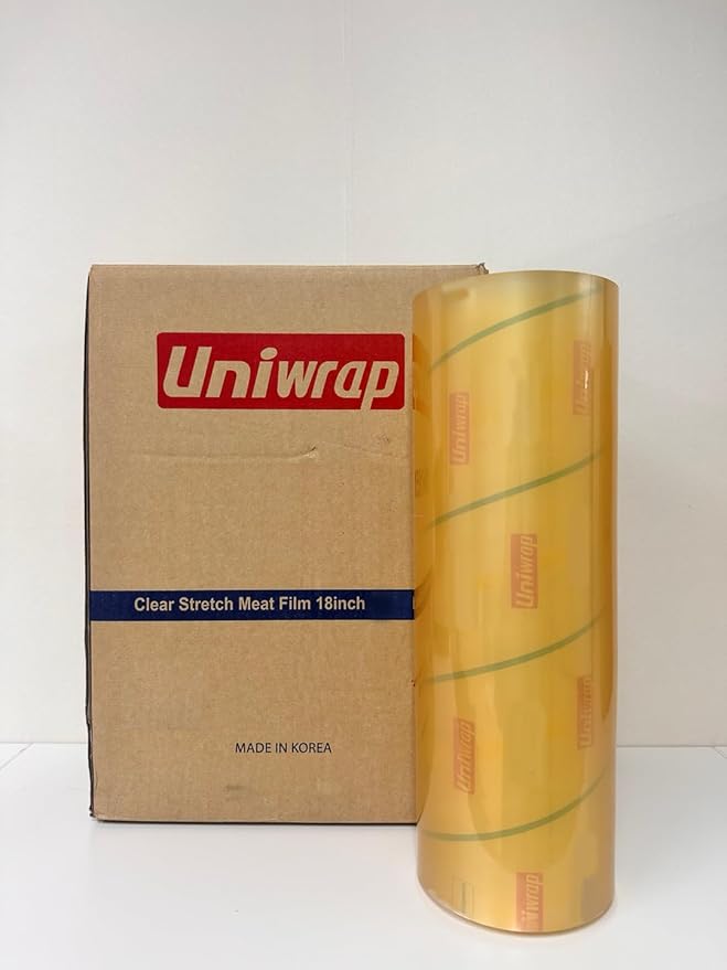 VisionTechShop Uniwrap 1 roll of Food wrapping Plastic Cling Meat Film for Manual & Automatic Overwrap, 13 micron, 18" x 3379', MADE IN KOREA