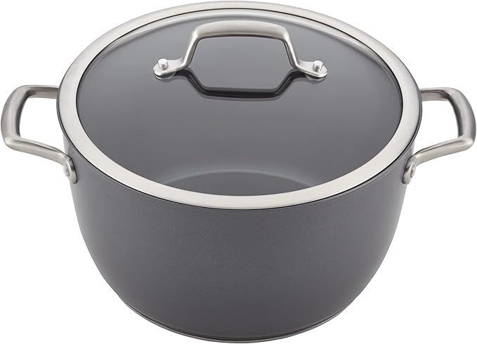 Anolon Accolade Forged Hard Anodized Nonstick Pots & Pans - Induction Cookware Set - 12 Piece - Moonstone Gray