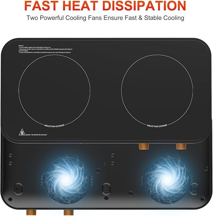 Induction cooker with 2 burners, detachable baking tray, non stick, temperature control option with timer, suitable for kitchen and outdoor barbecue