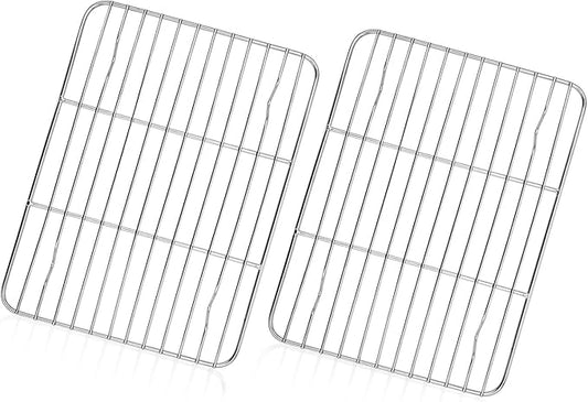 TeamFar Cooling Rack, 8.75” x 6.25” Stainless Steel Wire Baking Rack for Cooking Roasting Grilling, Fit for Oven Pan, Oven & Dishwasher Safe, Non-toxic & Heavy-Duty, 2PCS