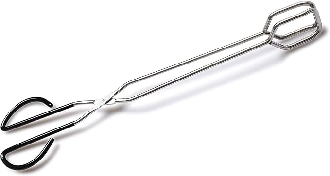 16 Inch Extra Long Stainless Steel Kitchen Scissor Tongs, Non-Slip Comfortable Red Grip, Heat Resistant for BBQ and Cooking