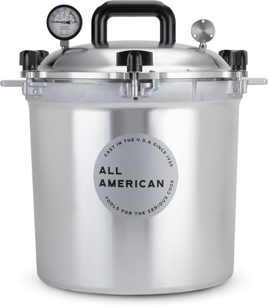 All American 1930: 25qt Pressure Cooker/Canner (The 925) - Exclusive Metal-to-Metal Sealing System - Easy to Open & Close - Suitable for Gas, Electric, or Flat Top Stoves - Made in the USA
