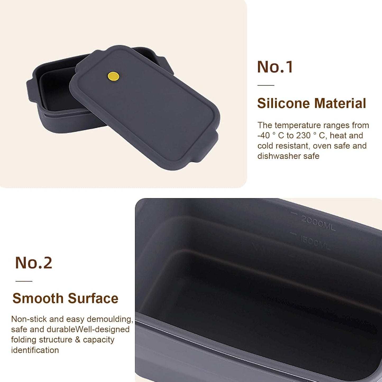 Silicone Bread Pan with Lid, Nonstick & Heat Resistant Foldable Bread Pan, Bread Mold for Baking, Bread Baking Pan, Bread Pans for Homemade Bread, Pullman Loaf Pan for Baking Bread