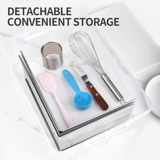 Guowall Extensible Rectangular Cake Mould Stainless Steel Pastry Ring Mold for Tiramisu Rectangle Adjustable Baking Frame Big Size for Multiple Size - 10 x 7 inch