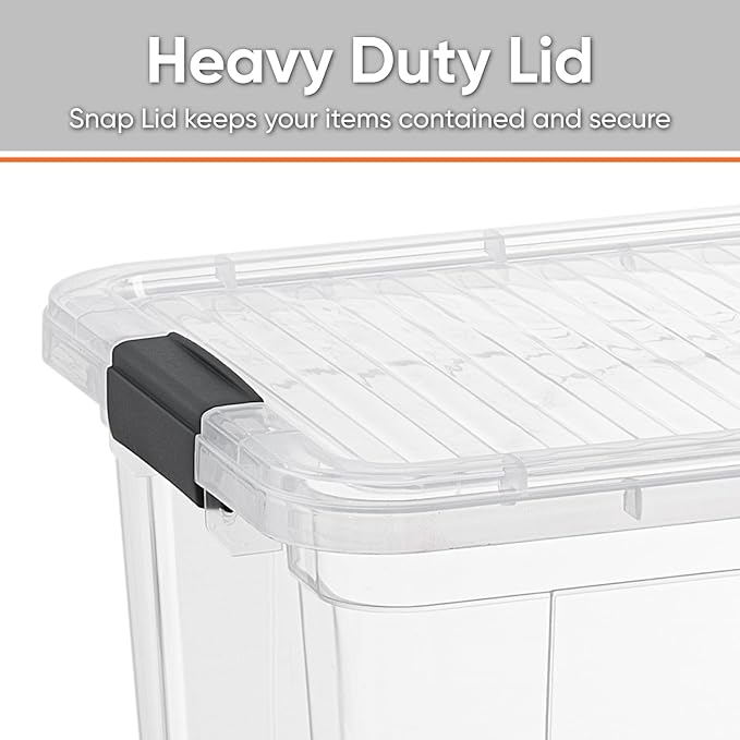 Superio Clear Storage Boxes with Lids, 11 Quart Plastic Container Bins for Organizing, Stackable Crates, BPA Free, Non Toxic, Odor Free, Organizers for Home, Office and Dorm, 4 Pack