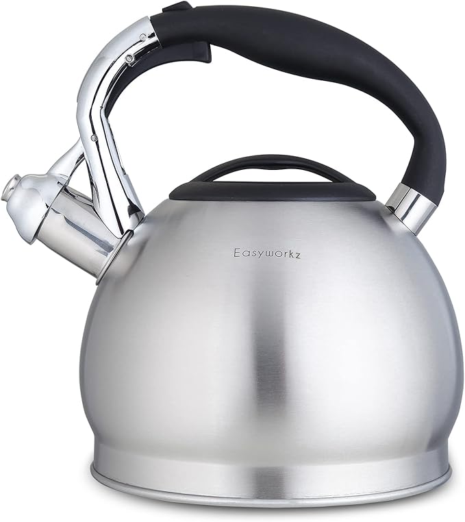 Easyworkz Whistling Stovetop Tea Kettle Food Grade Stainless Steel Hot Water Tea Pot With Loud Whistle, 2.4 Quart(2.3l)
