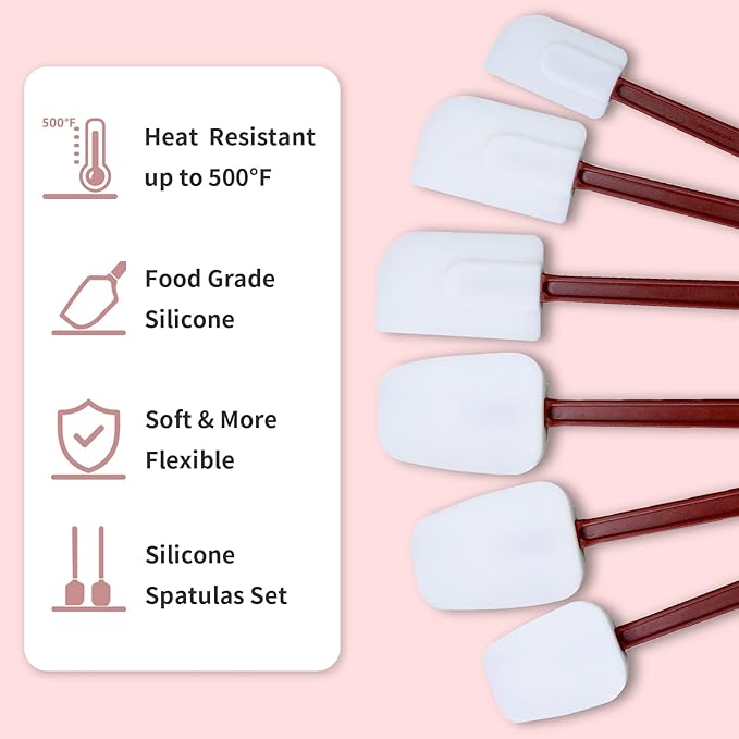 13.5 INCH Silicone Spatulas Heat Resistant Heavy Duty Rubber Spatulas Commercial Spatulas Set for Kitchen Use Silicone Cooking Utensils Sets of 2