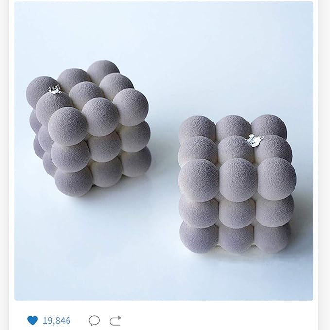 OCPO KITCHEN Bubble Silicone Baking Mold, Silicone Candle Mold, French Dessert Molds for Mousse Cake Pastry Chocolate Pudding Jelly Cheesecake Ice Cream, Cube Shape (6-Cavity)