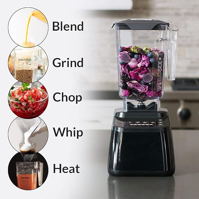 Blendtec Original Designer Series Blender and 90 Oz WildSide+ Jar - Kitchen Blender Bundle - Stainless Steel