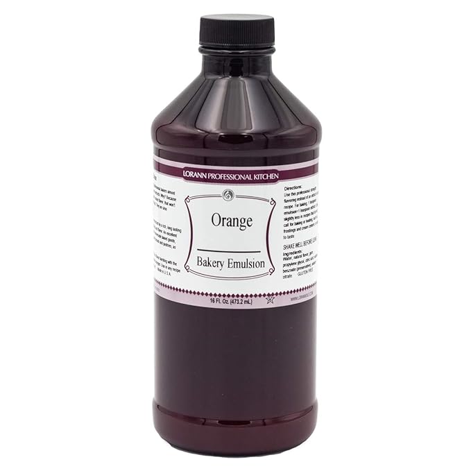 LorAnn Oils Orange Bakery Emulsion: True Essence, Ideal for Boosting Fruit Tones in Cakes, Cookies & Desserts, Gluten-Free, Keto-Friendly, Extract Substitute Essential for Your Kitchen, 16 Oz