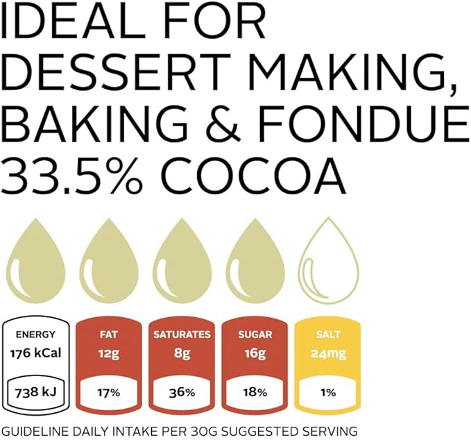 Sephra Belgian WHITE Fondue Chocolate - Fountain Ready Imported Belgian Chocolate for Melting - Organic Baking Chocolate - White Couverture Chocolate HALAL, Vegan & Gluten Free, 2lbs