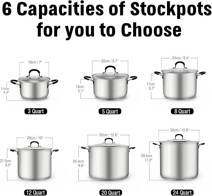 Cook N Home Stainless Steel Stock Pot with Lid 3 Quart, Cooking Sauce Pot Casserole Pan Saucier, Induction Compatible, Dishwasher Safe With Stay-Cool Handles, Silver