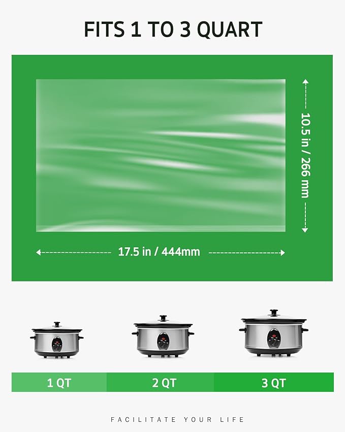 Syntus Slow Cooker Liners, 60 Count Cooking Bags Small Size Disposable Pot Liners Plastic Bags, Fit 1QT to 3QT for Slow Cooker Cooking Trays, 10.5"x 17.5", 60 Liners