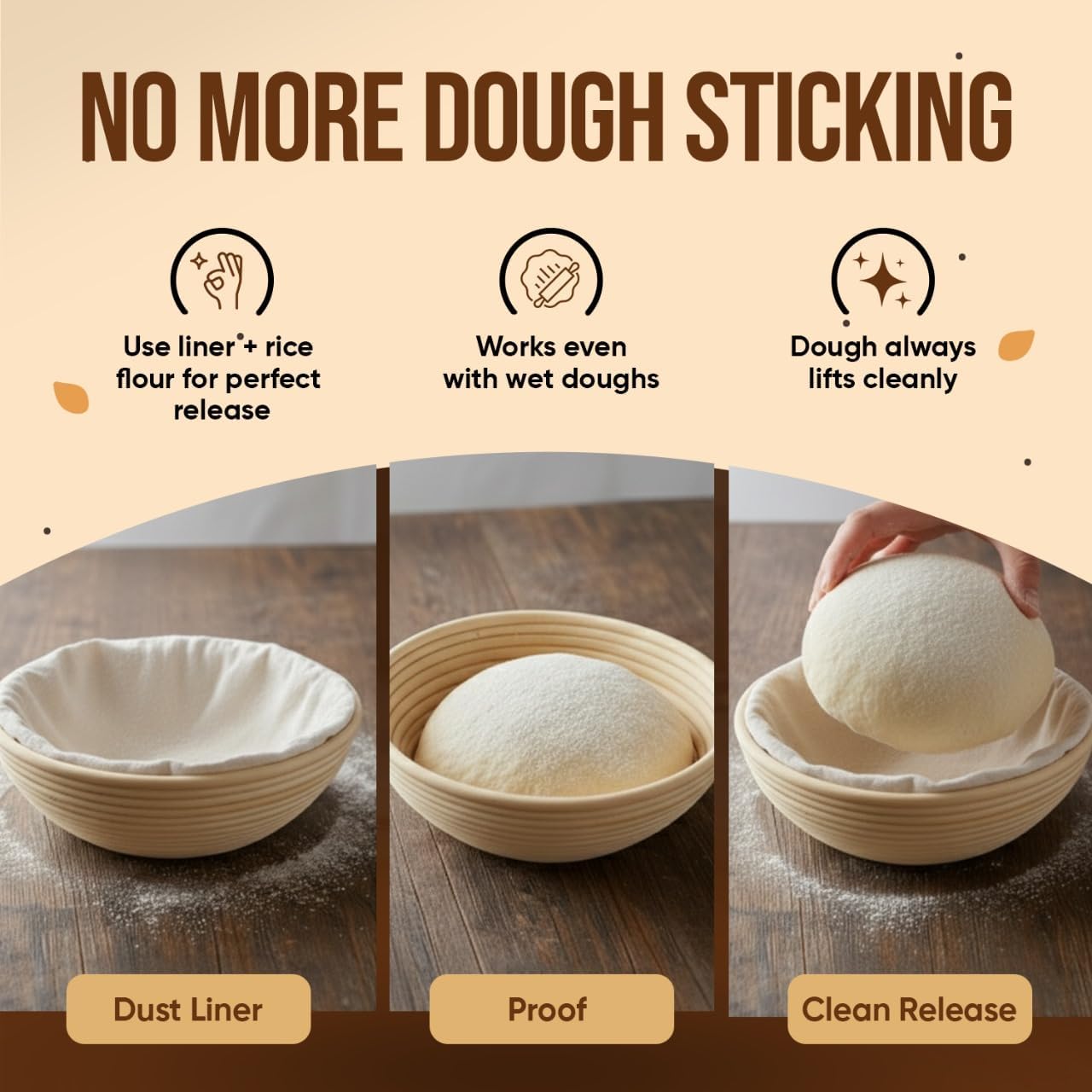 Trailblaze Banneton Bread Proofing Basket - Sourdough Bread Baking Supplies – Sourdough Starter Kit – Sourdough Proofing Basket Gift for Bakers - 2x Round Bread Baskets (9 Inch)