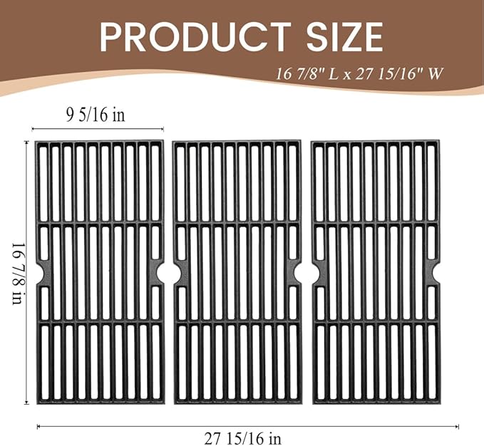 CF876C (3-Pack) 16 7/8" Cast Iron Cooking Grid for Charbroil 463441312, 463432215 463461613 463436214 463436215 463441514 463440109 463436213 463420508