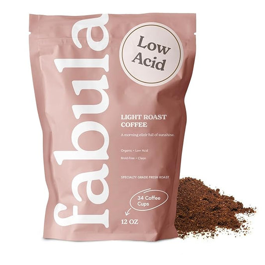 Fabula Coffee Light Roast Freshly Ground - Organic - Low Acid - Single Origin - Non-GMO - Mold Free - 12 Ounces
