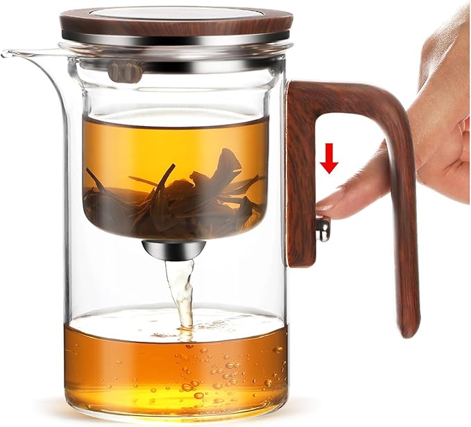 Enchanti Tea Pot - 600ml/20.3oz Witchcraft Magic Glass Teapot, Magnetic Water Separation Design, Borosilicate Infuser Pot with Strainer for Loose Leaf & Herbal Teas, Ideal for Tea Maker
