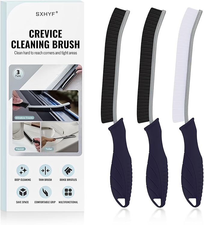 SXhyf Crevice Cleaning Brush - Grout Scrub Brush, House Cleaning Supplies, Gap Cleaning Tools, Home Essentials, Gifts for Women Men, Hard Bristle Crevice Cleaner Brush for Household Use, Bathroom