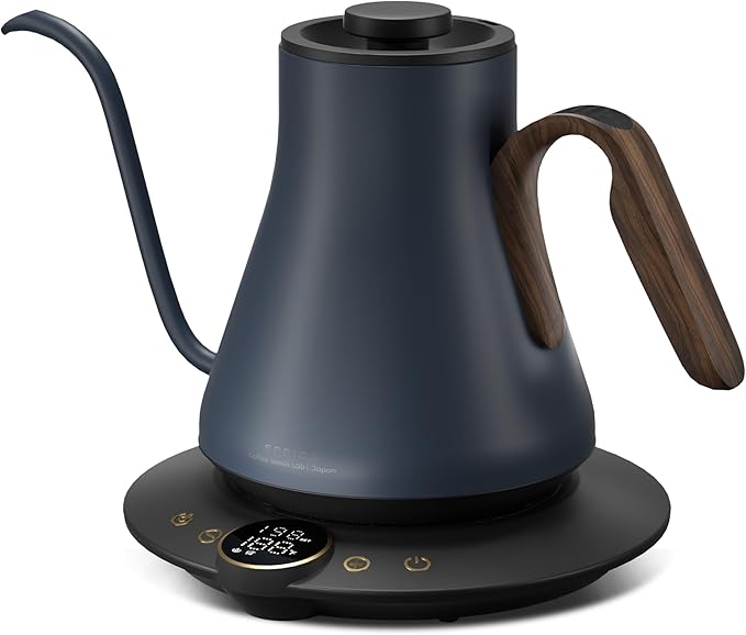 Electric Kettles, INTASTING Gooseneck Electric Kettle, ±1℉ Temperature Control, Stainless Steel Inner, Quick Heating, for Pour Over Coffee, Brew Tea, Boil Hot Water, 0.9L (Navy Blue)