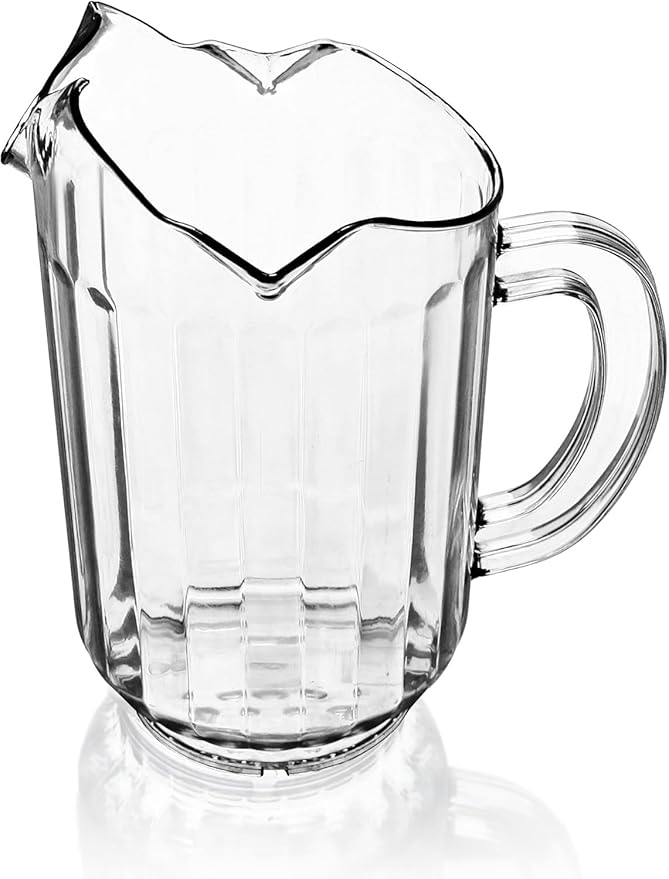 New Star 46229 Polycarbonate Plastic Restaurant Water Pitcher with 3 Spouts, 60-Ounce, Clear