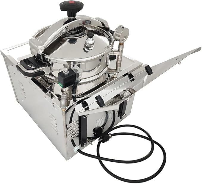 110V 16L Commercial High Pressure Fried Chicken Stove 2.4KW Electric Countertop Pressure Fryer Stainless Steel Kitchen Frying Machine for Snack Bar Restaurant