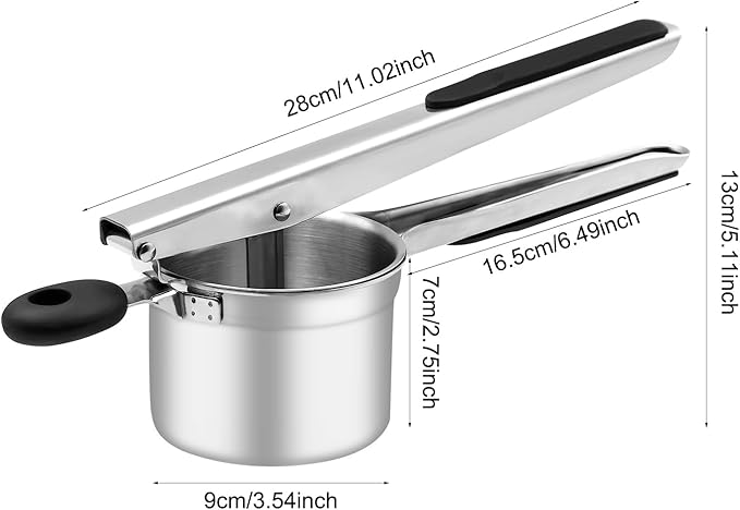 Potato Rice Cooker 4 Interchangeable Discs 15 oz Heavy Duty Stainless Steel Masher and Kitchen Tool for Potato Mashed (4 Discs)