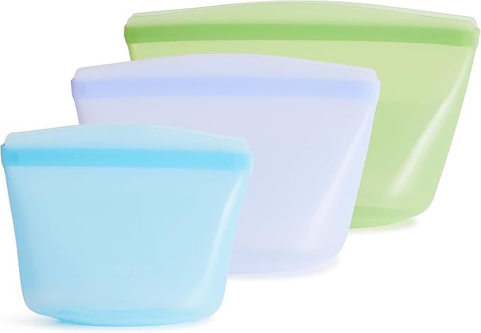 Stasher Premium Silicone Reusable Food Storage Bags, 3-Pack, Multi, Multi-Use Food Storage Bags, Lunch Bag, Travel Containers, BPA Free, Leak-free, Dishwasher-Safe, Eco-friendly