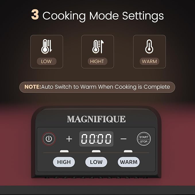 4 Quart Casserole Programmable Slow Cooker with Ceramic Baking Dish - Perfect Kitchen Small Appliance for Family Dinners, Oven Safe and Durable Bakeware for Lasagna, Roasts (Red)