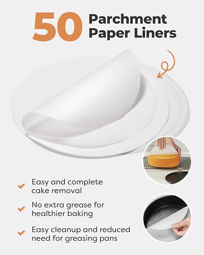 Kootek Cake Pan Set of 3, Nonstick Springform Pans with Removable Bottom, 4, 7, 9 Inch Round Cheesecake Baking Pans with 50 Pcs Parchment Paper Liners