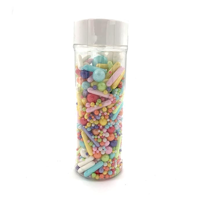Rainbow Sprinkle Mix Pearl Sugar Candy Mix Size Baking Cake Decorations Cupcake Toppers Cookie Decorating Ice Cream Celebrations Shaker Jar Wedding Shower Party (130g/4.58oz）